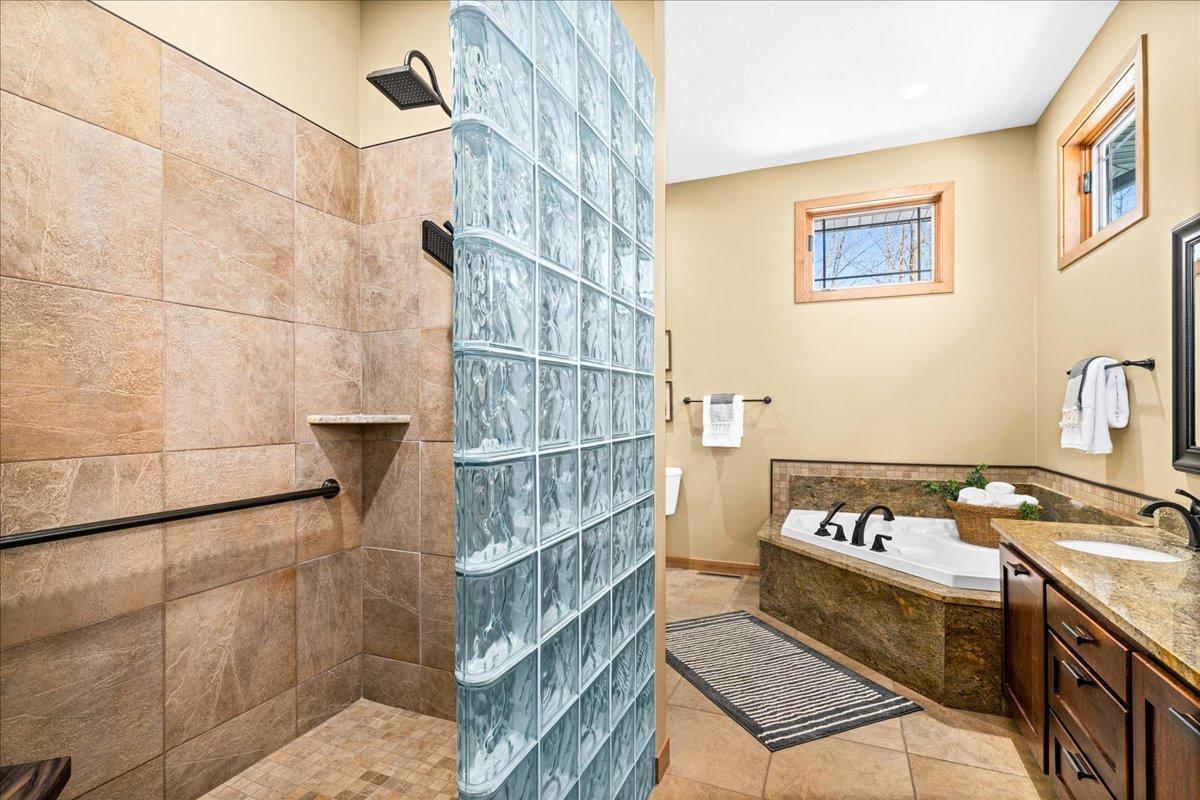 walk in shower with timeless design