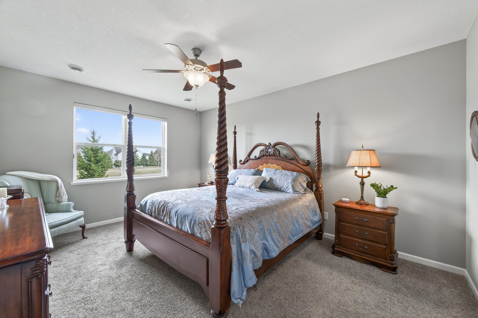 Private primary suite with en-suite bathroom and walk-in closet.