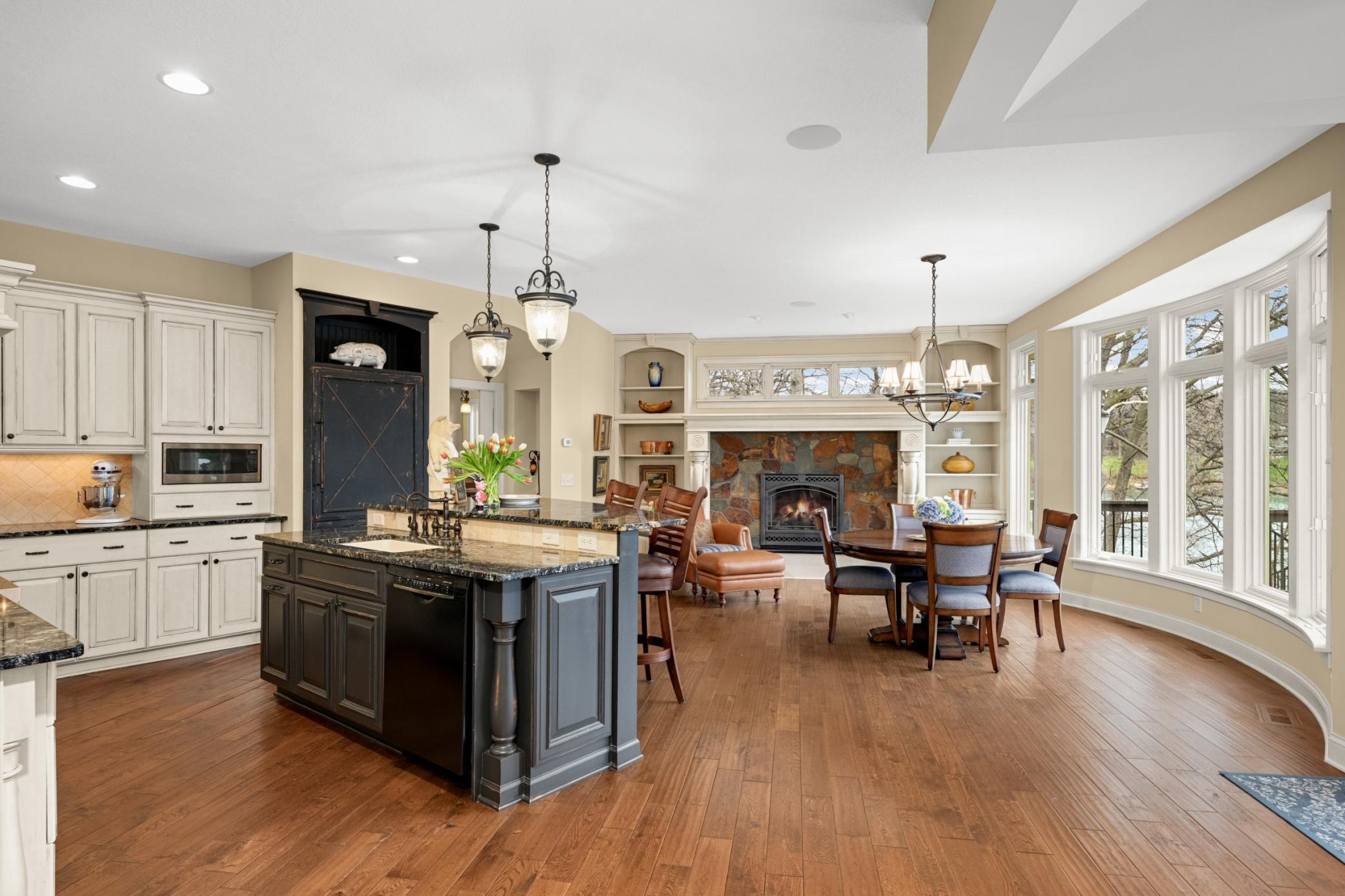 Hand scribed white oak floors throughout most on the main floor
