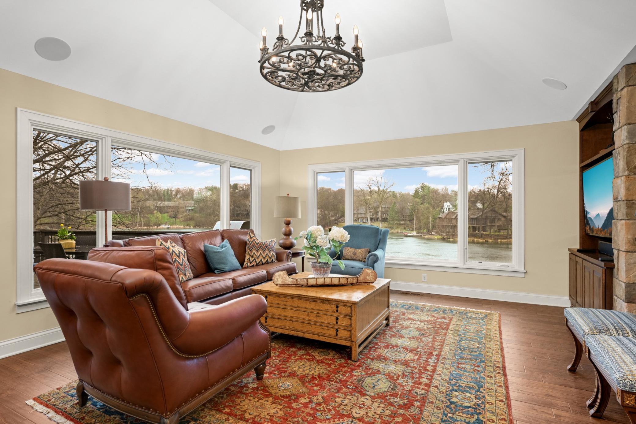 Amazing view from the huge picture windows overlooking the lake.