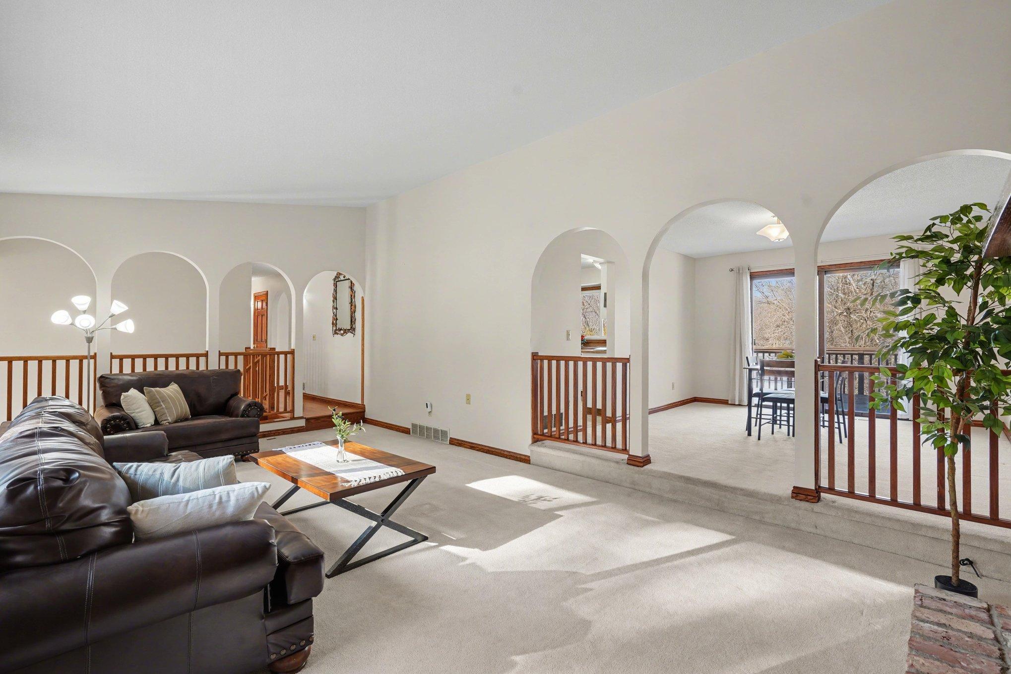 Another view of the spacious upper-level living room.