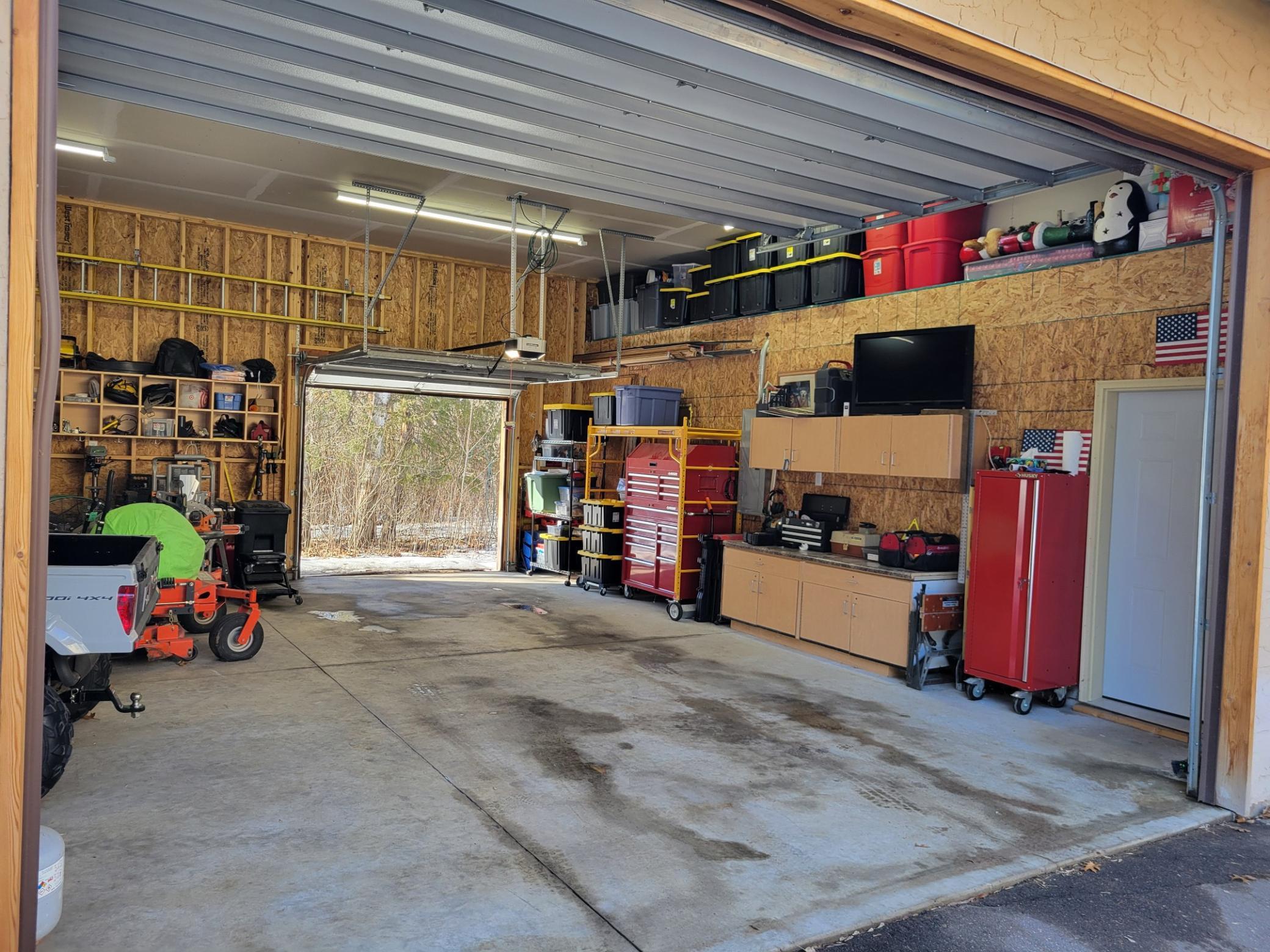 There's a convenient pull-through garage door at the back of the garage.