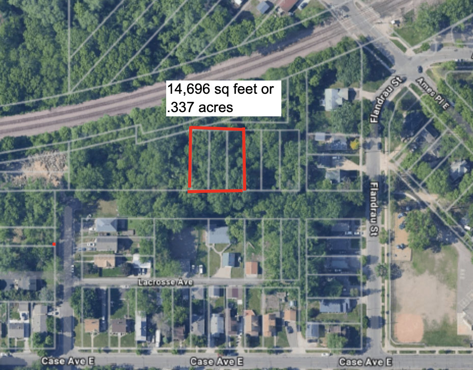 14,696 sq feet or .337 acres according to tax records