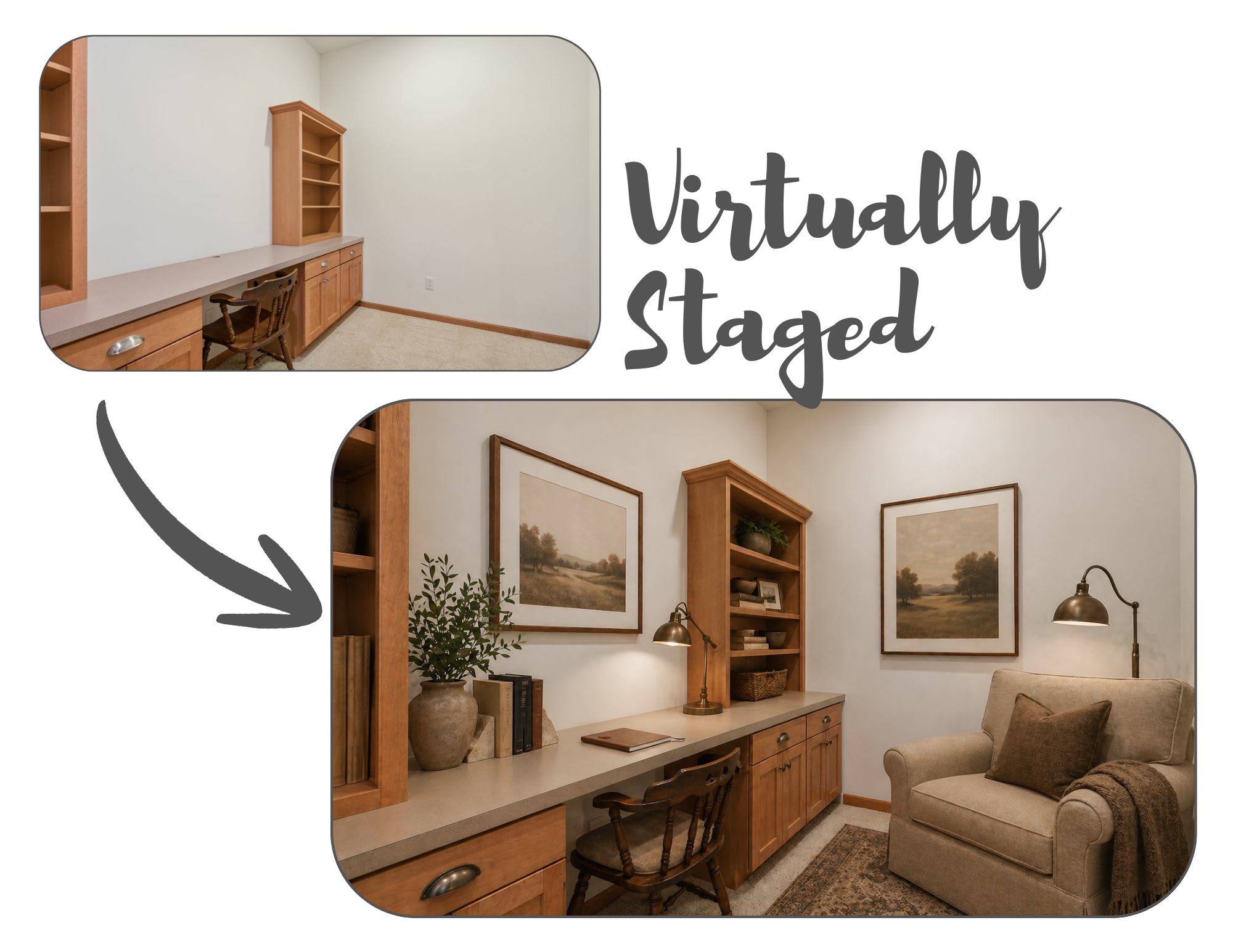 Den, virtually staged