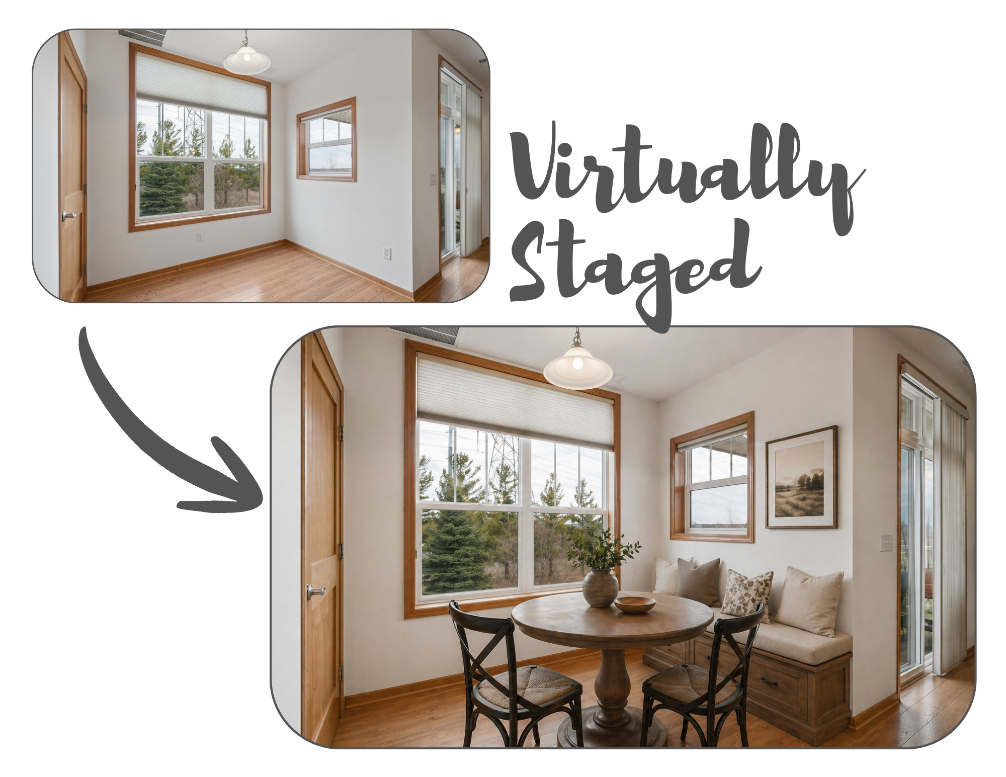 Breakfast nook, virtually staged