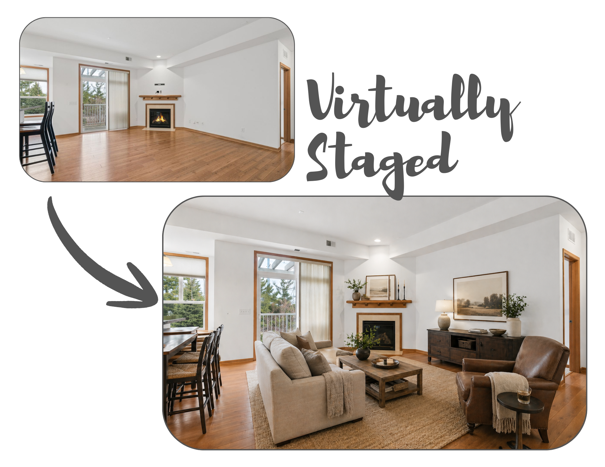 Living Room, virtually staged