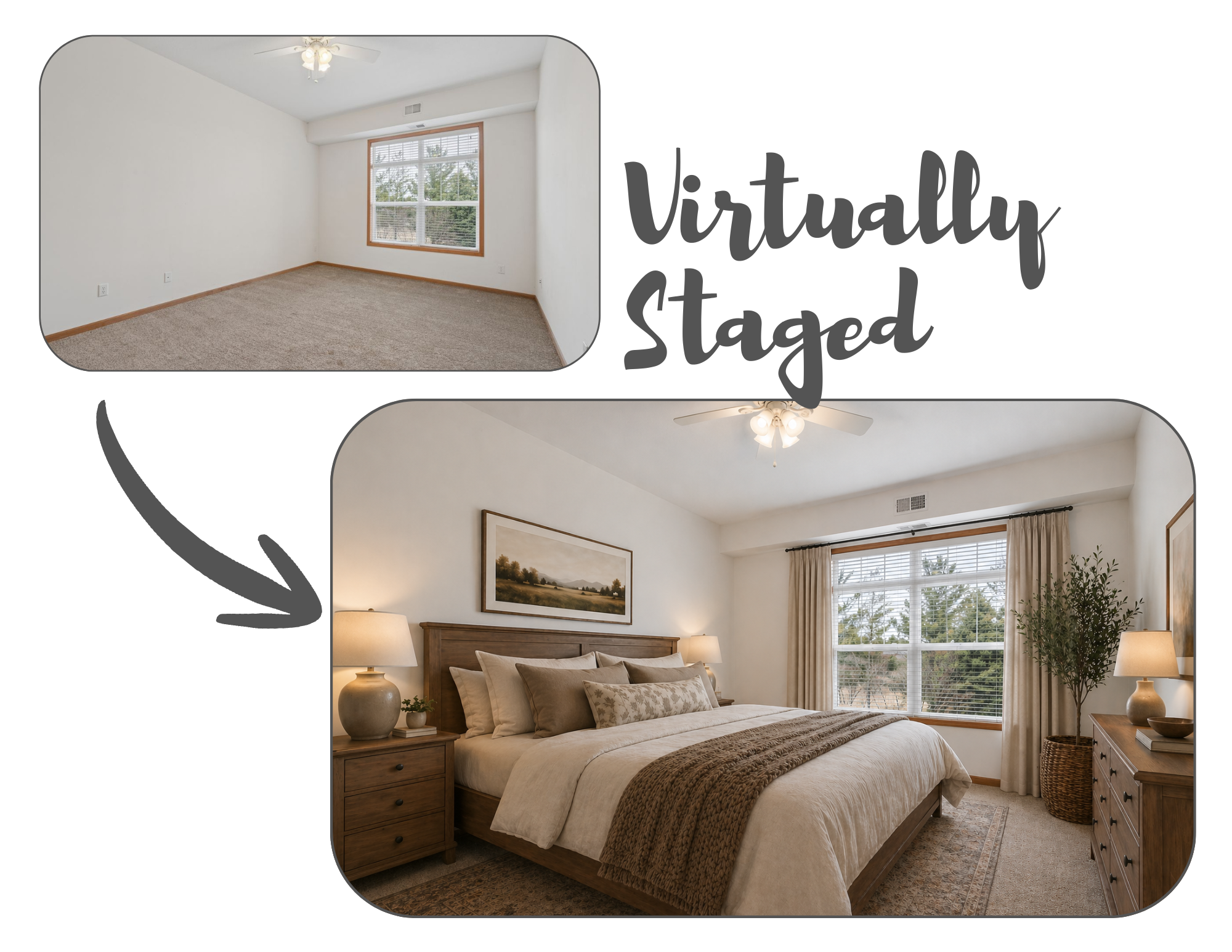 Primary Bedroom, virtually staged