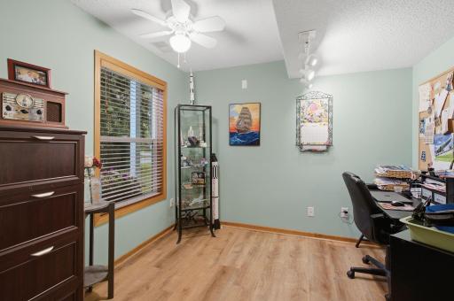 If you really needed a 5th bedroom you could do this! This office gives you access to see who is coming up to the front door. It is off the main entry from the garage, family room, and full bathroom.