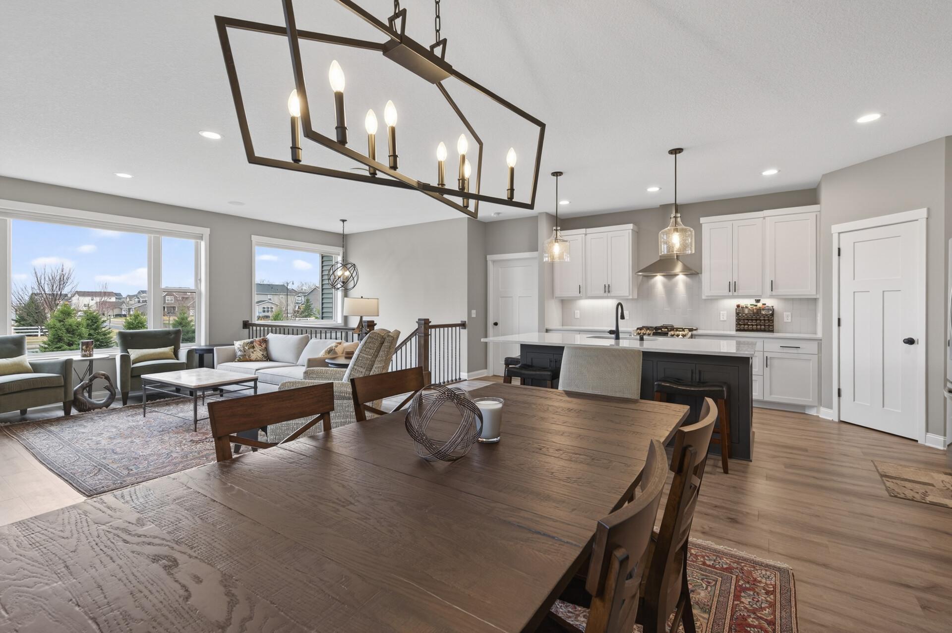 Dining room with views into the bright and airy kitchen