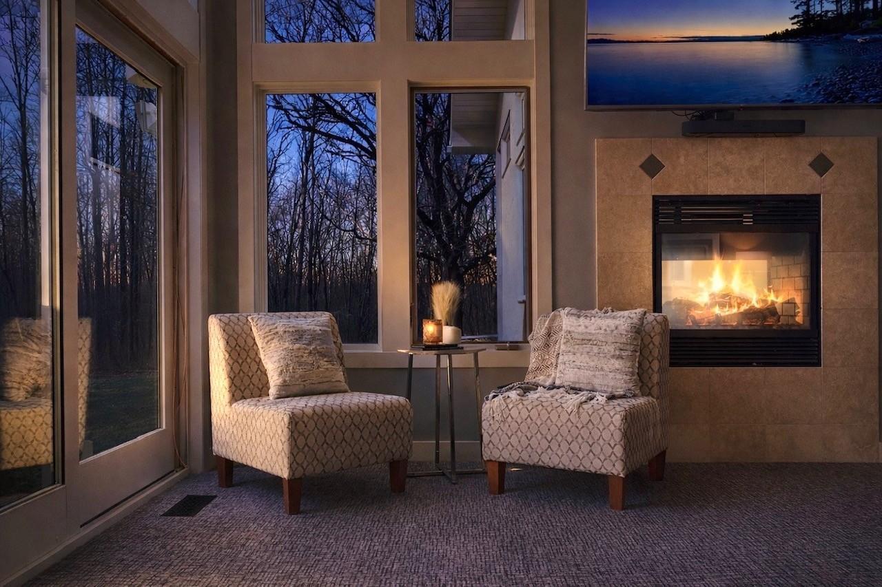 Cozy fireside nights in front of the fire in your primary suite.