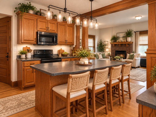Virtually Staged - beautiful oak cabinets