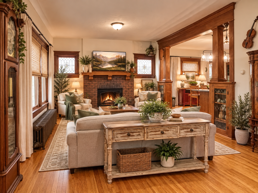 Virtually Staged - Living Room with decorative Fireplace
