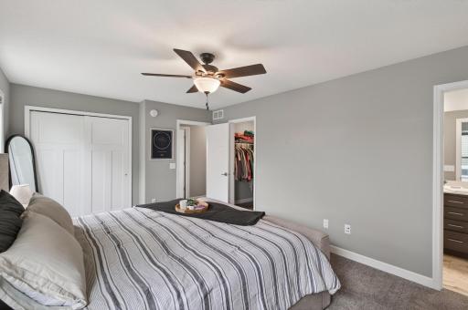 2 closets - 1 walk in, also primary suite bathroom with duel sinks!