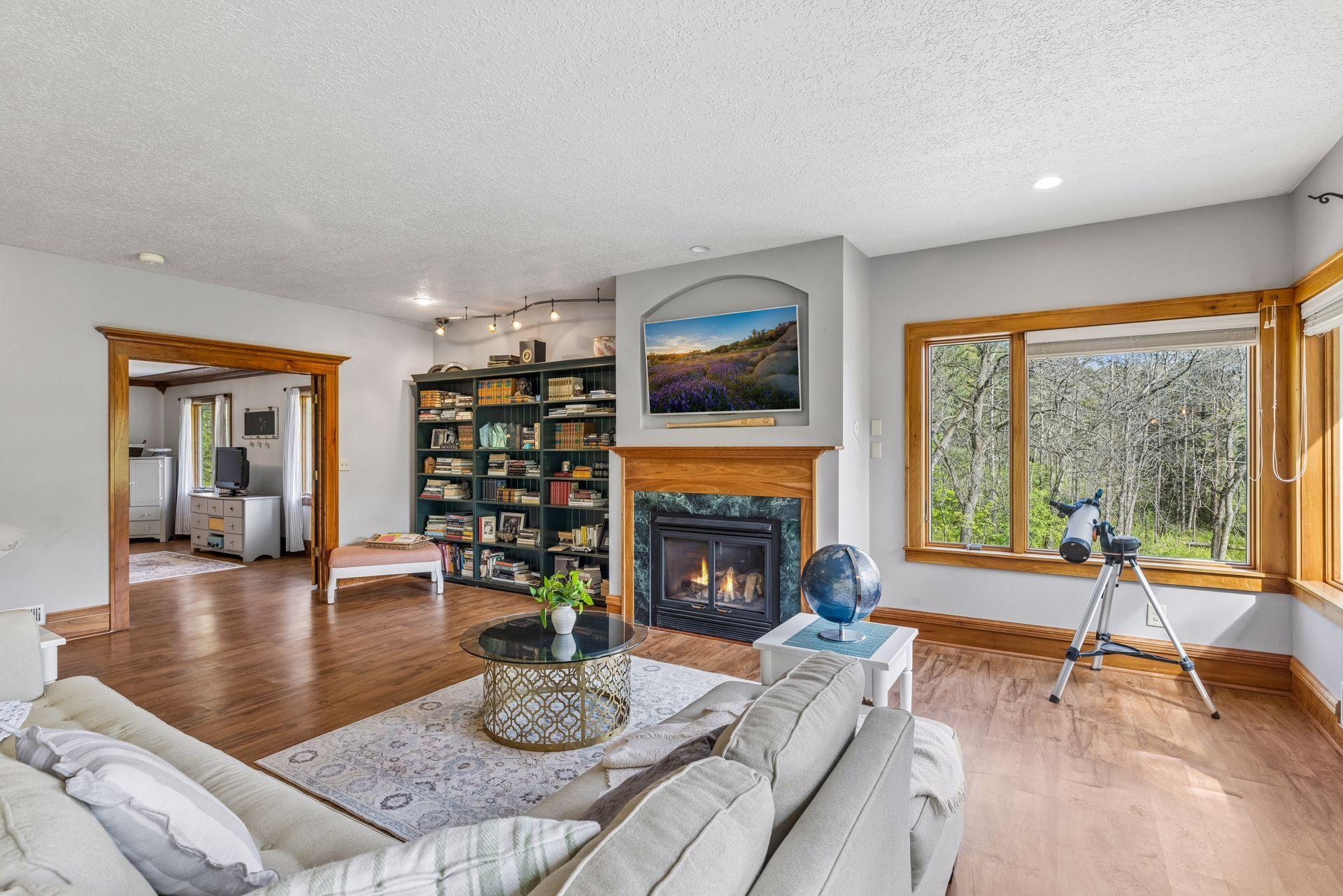 An expansive living room with endless possibilities for layout and use.