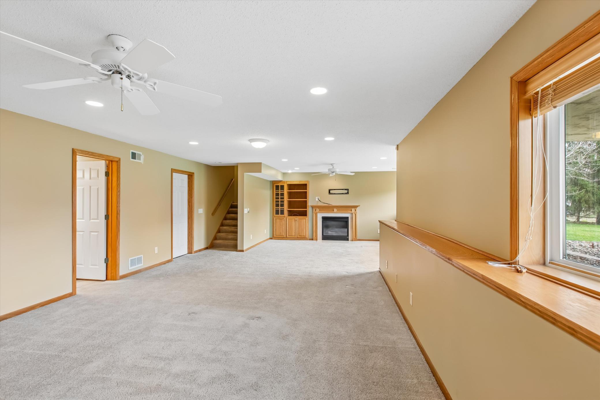 Ceiling fans to keep air moving in lower level