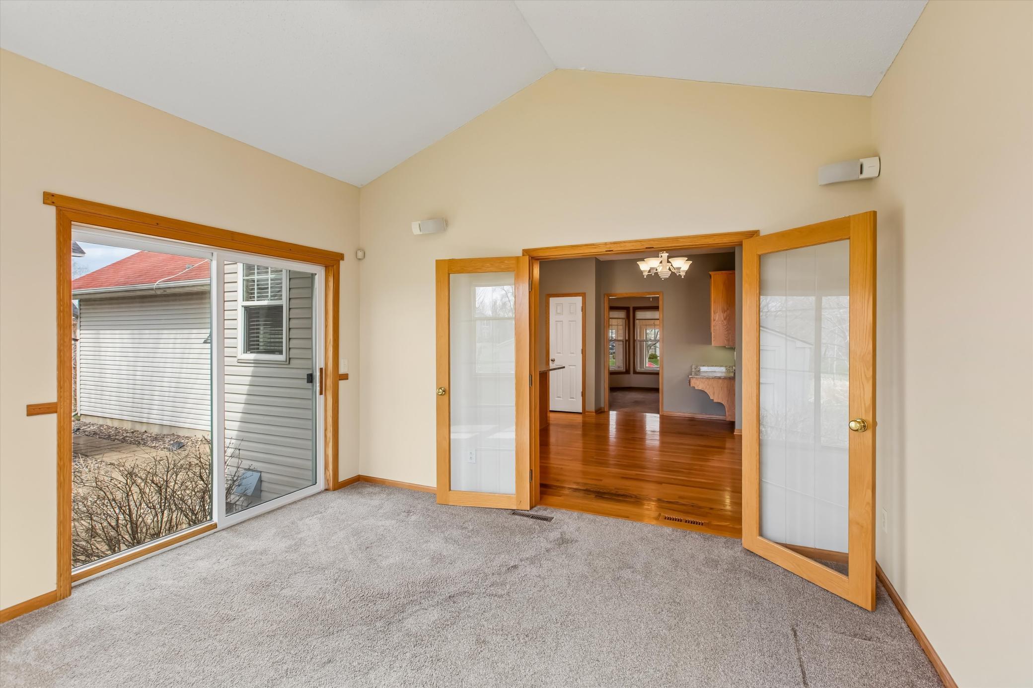 French doors and slider in sun room