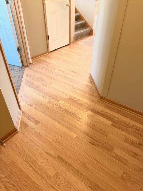 Entry hall with freshly refinished floors