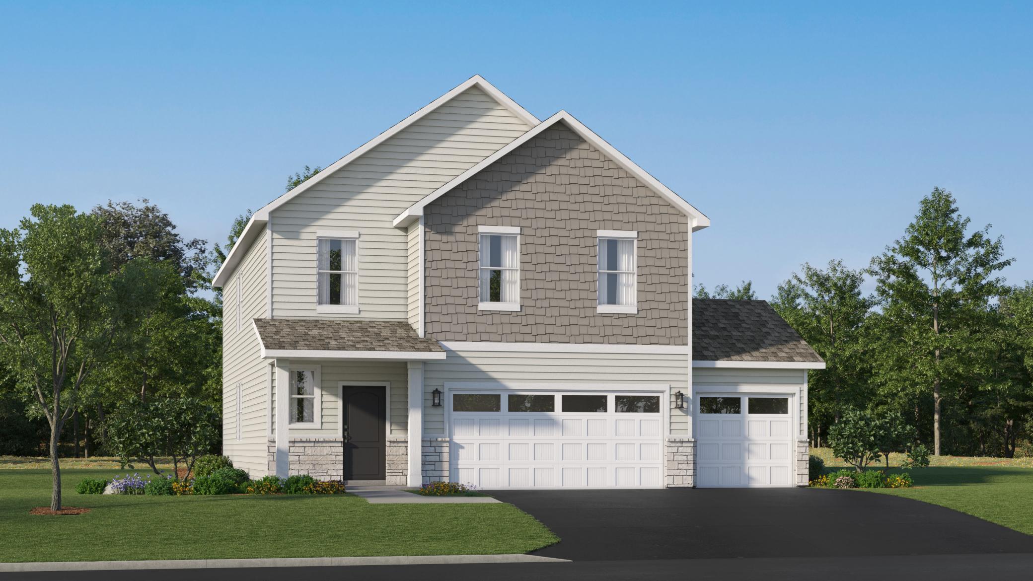 (Exterior rendering, actual home's finishes will vary.)