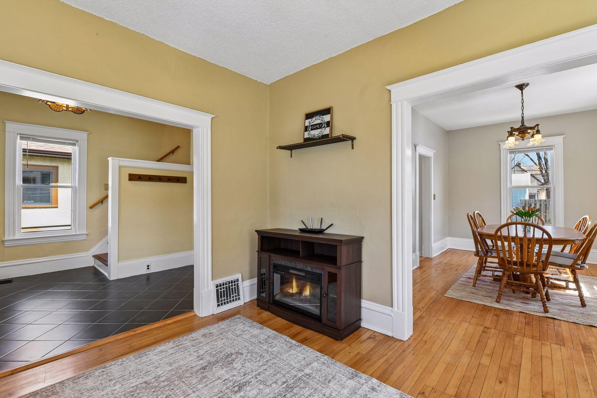 Great flow between foyer, living room and dining room