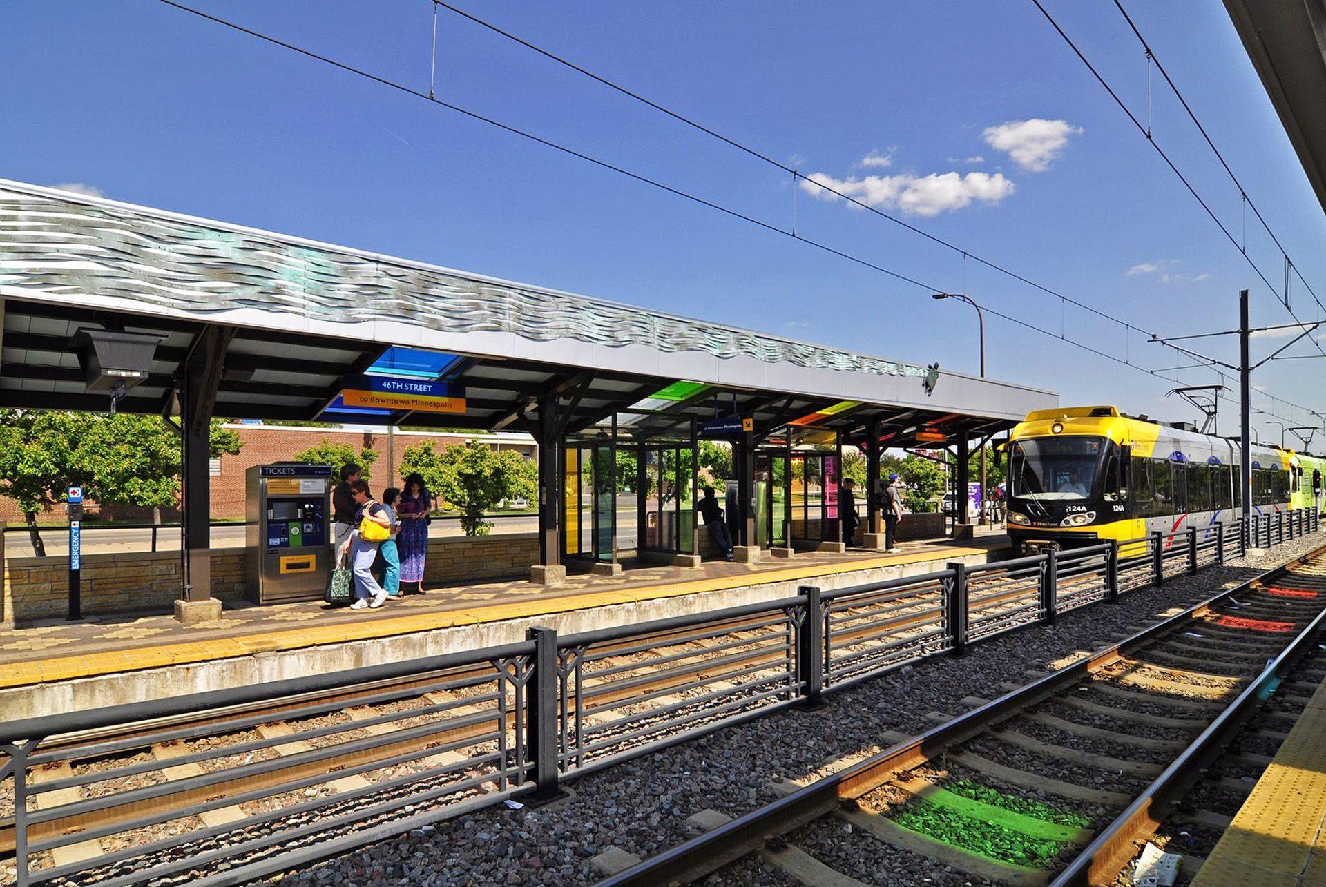 Nearby blue line, light rail station