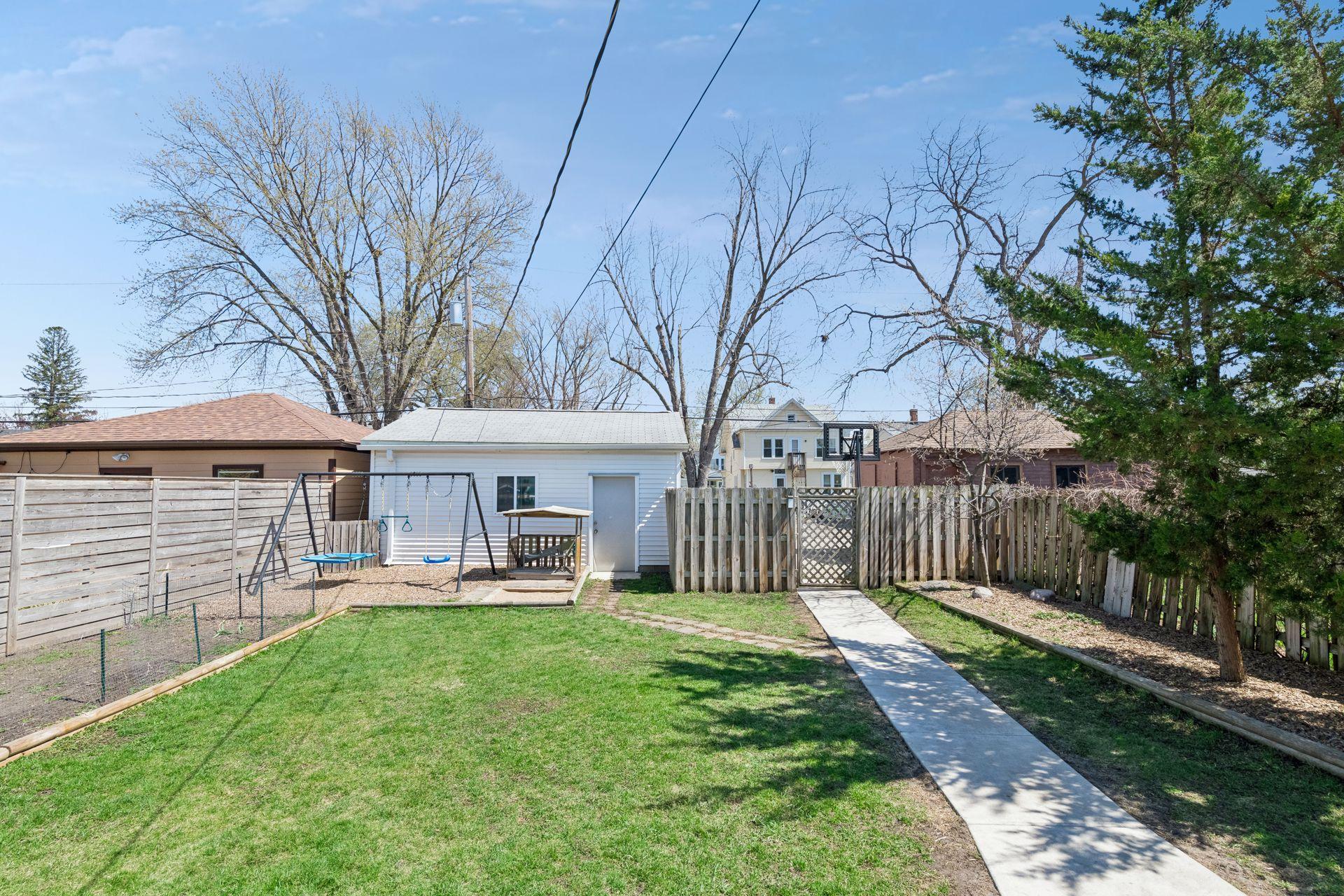 Enjoying playing or gardening in backyard