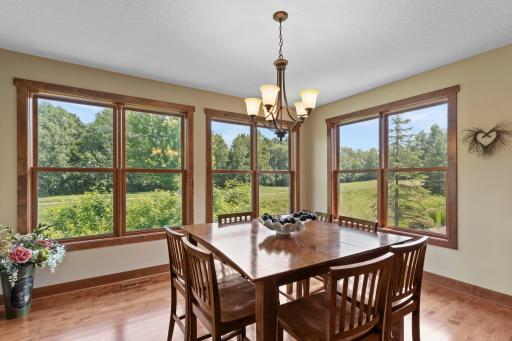 The dining room overlooks the 13th hole of the golf course.