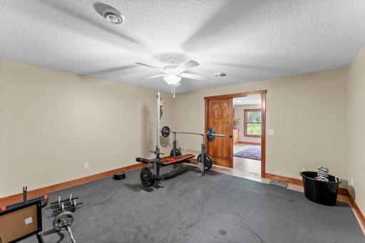 The lower level includes a separate exercise room.