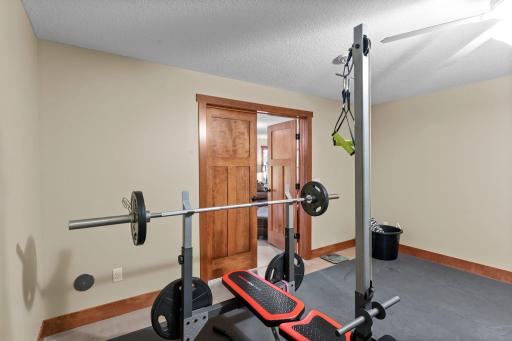 The lower level includes a separate exercise room.