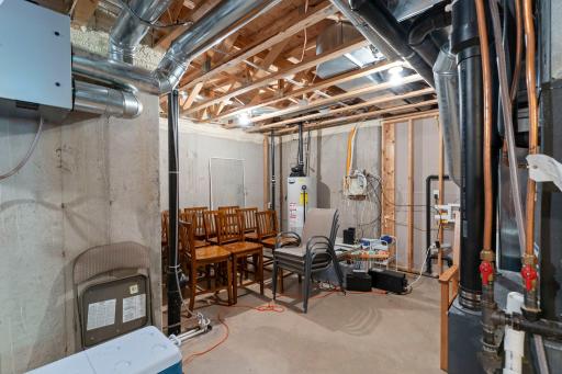 The utility room offers extra storage space.