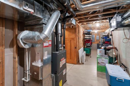 The utility room offers extra storage space.