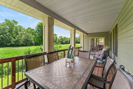 The deck offers beautiful views of the golf course.