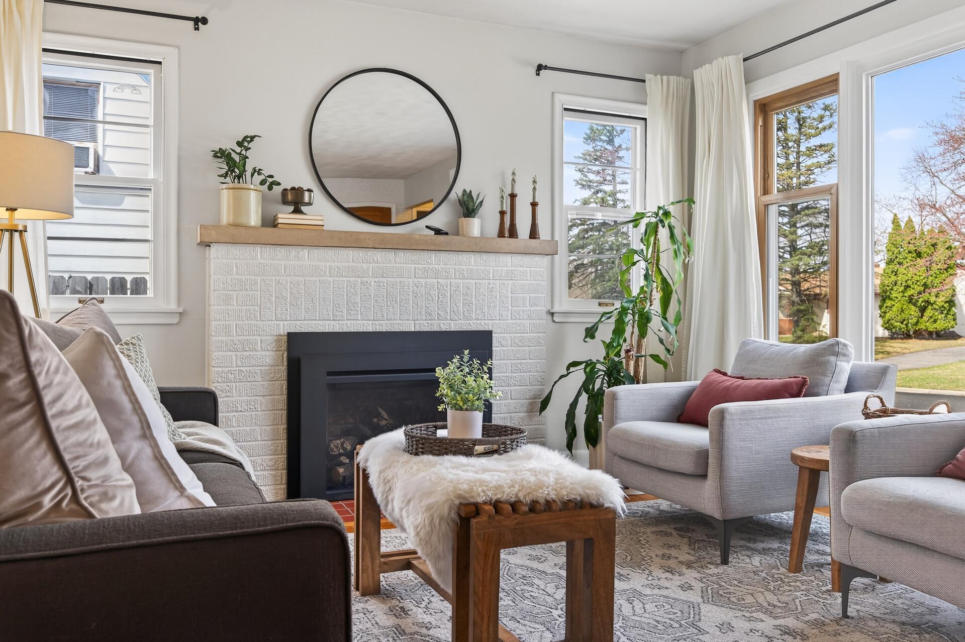 Updated gas fireplace