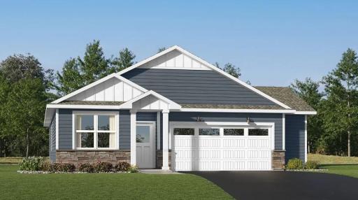 (Exterior rendering, actual home's finishes will vary.)