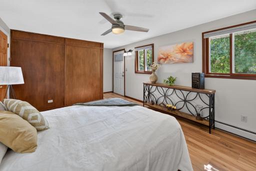 Primary bedroom features a secure entry to the private deck