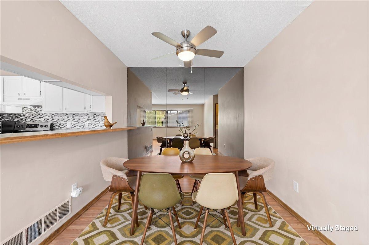 Virtually staged dining room.