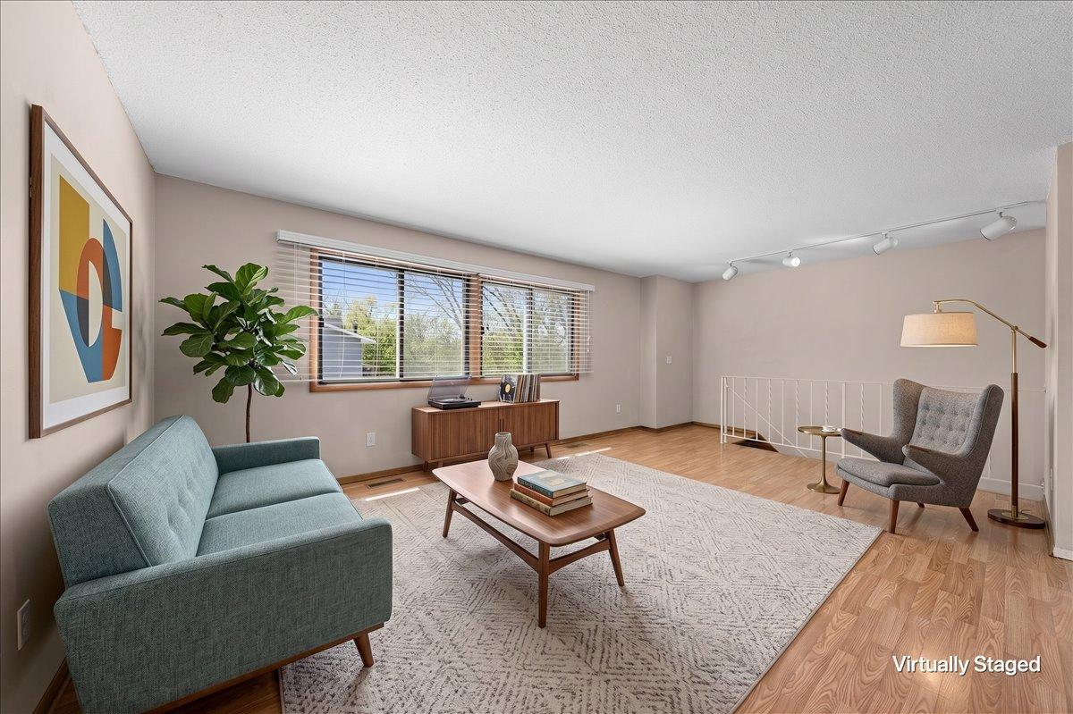 Virtually staged living room.