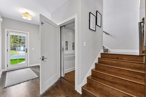 The spacious elevator which serves all three floors and allows you to live on a single floor with out using the stairs