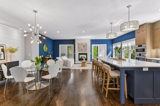 A stunning open floor plan with a gas fireplace