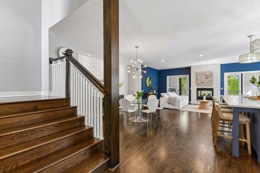 Oak floors throughout the main level create a beautiful and gracious open floor plan which is easy to maintain