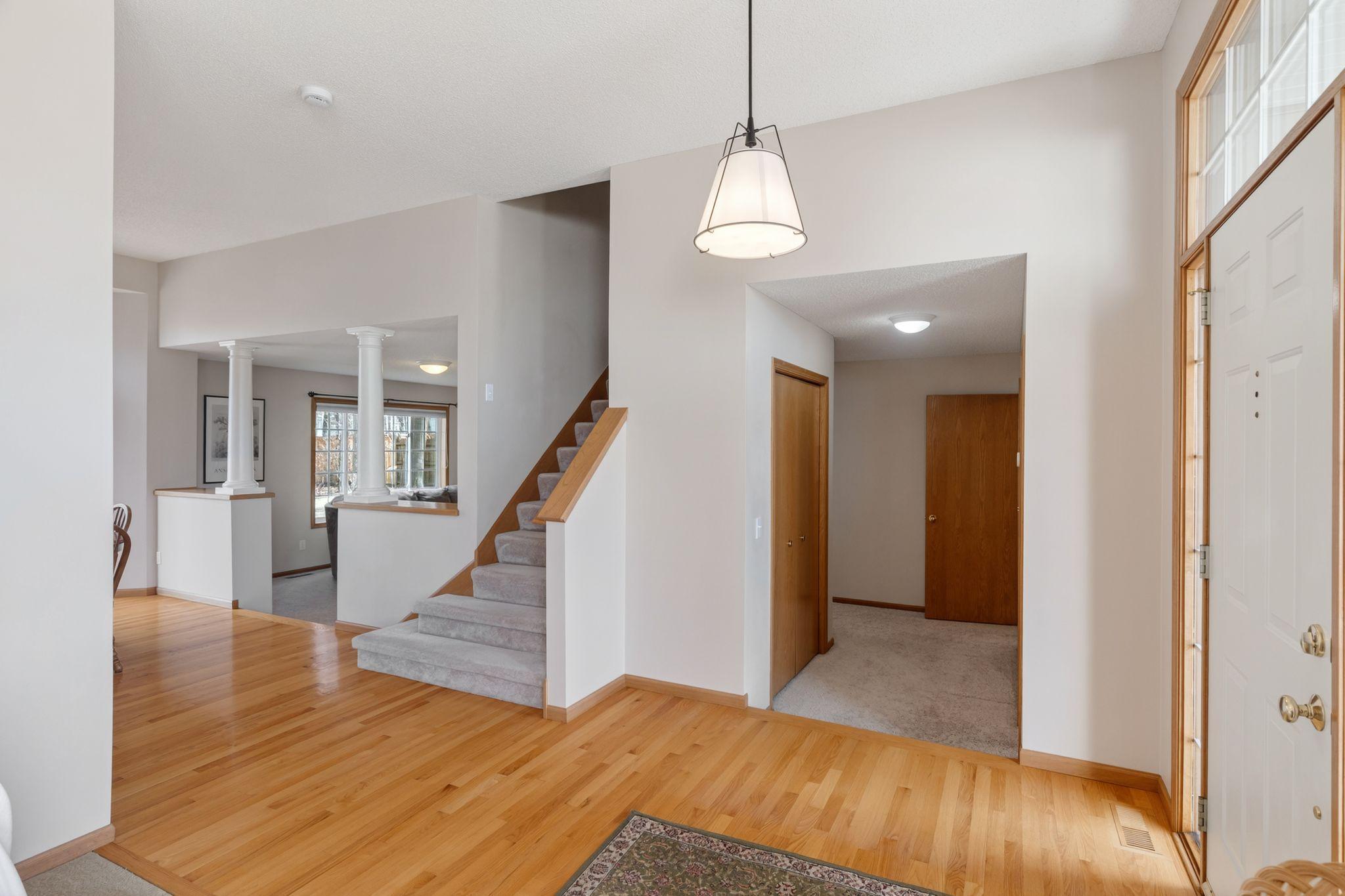 Open foyer with updated lighting