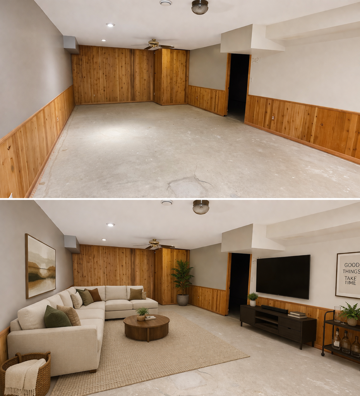 Lower Level Family Room waiting for you to add equity with new flooring