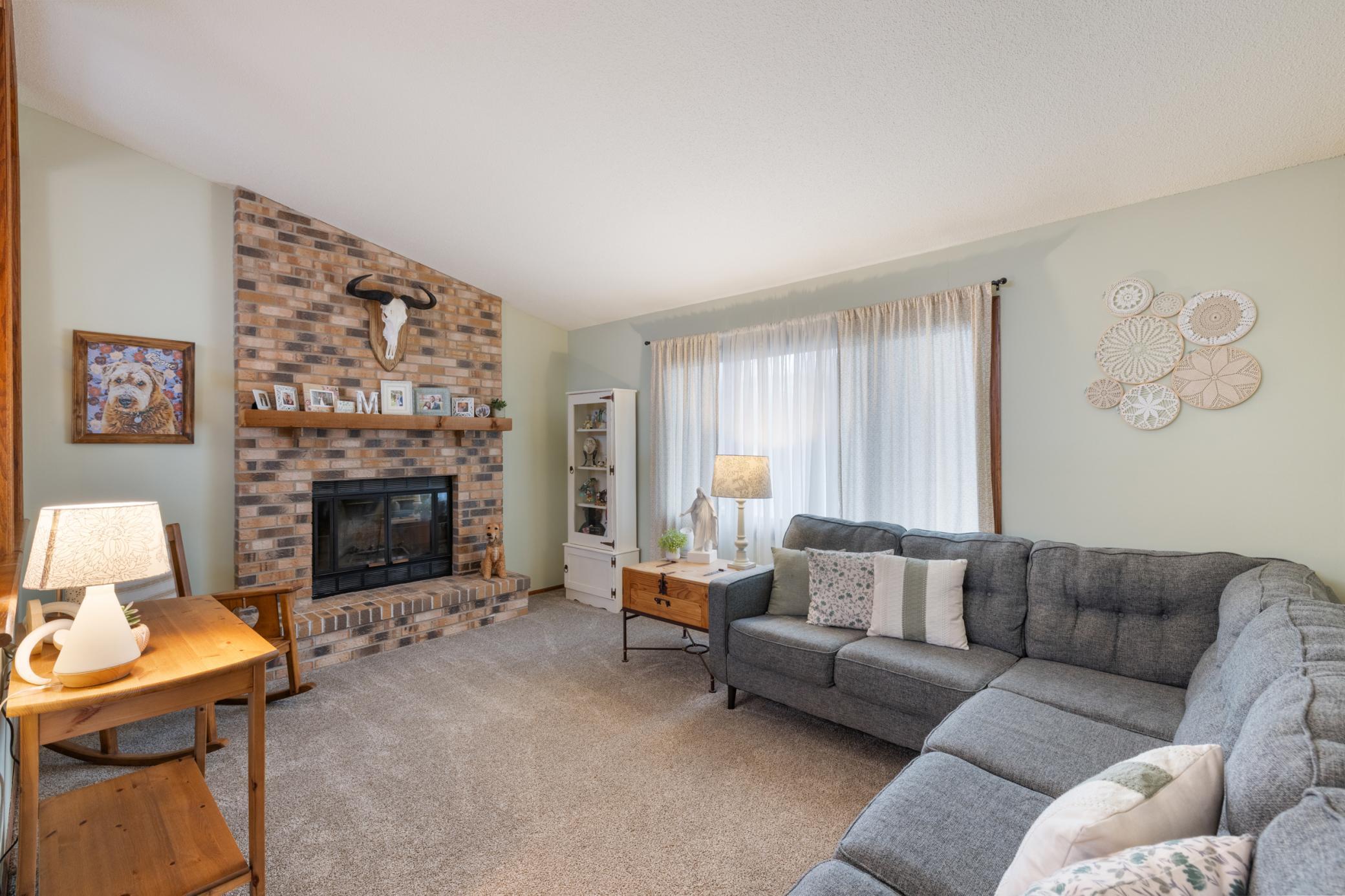 Living room with a fireplace