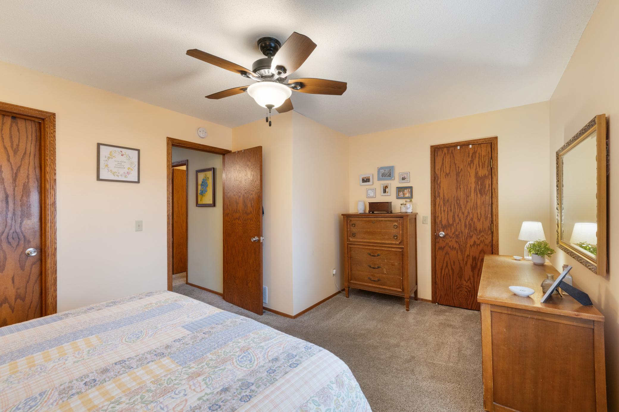 Main bedroom looking at a walk in closet