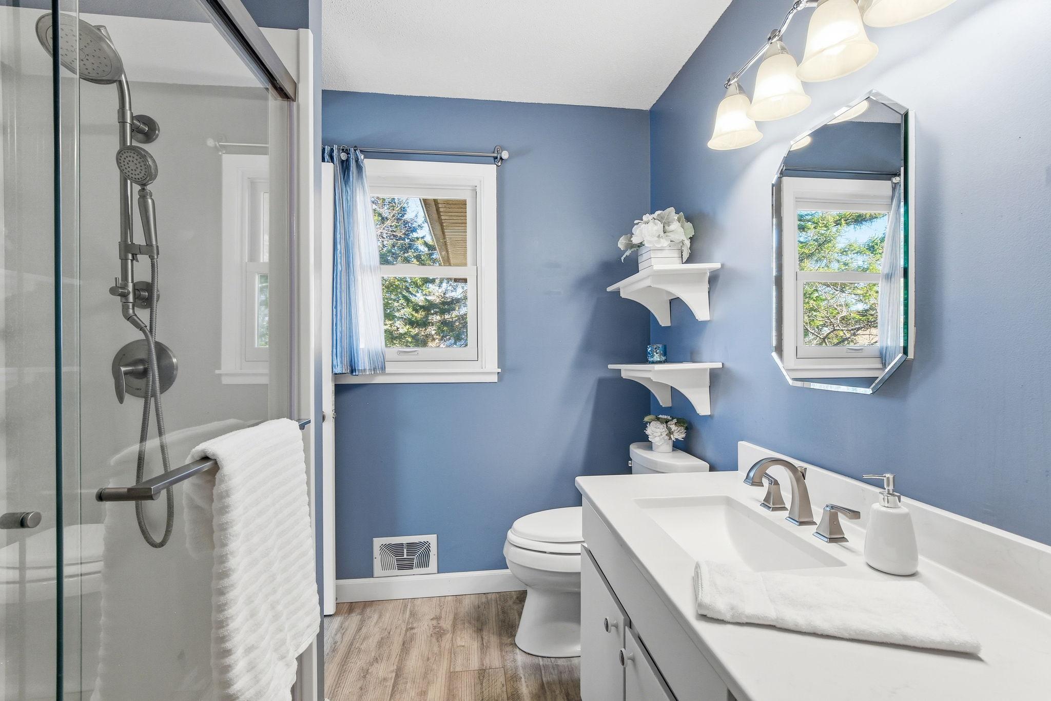 Main Bath Updated with a new Walk in Shower in 2023.