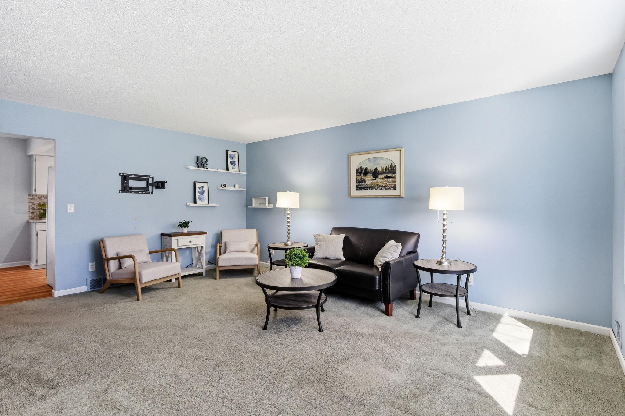 Large Living Room with White trimwork.