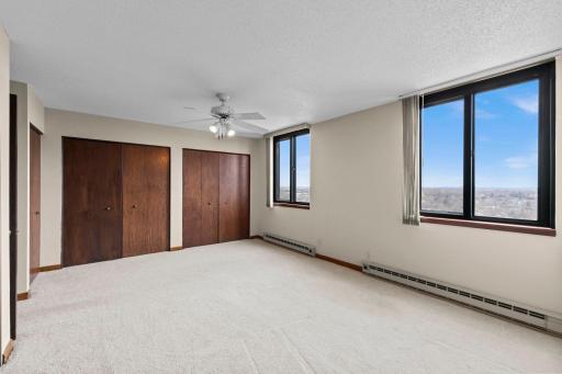 Offering exceptional flexibility, the oversized bedroom can be converted back into two bedrooms for additional living space.