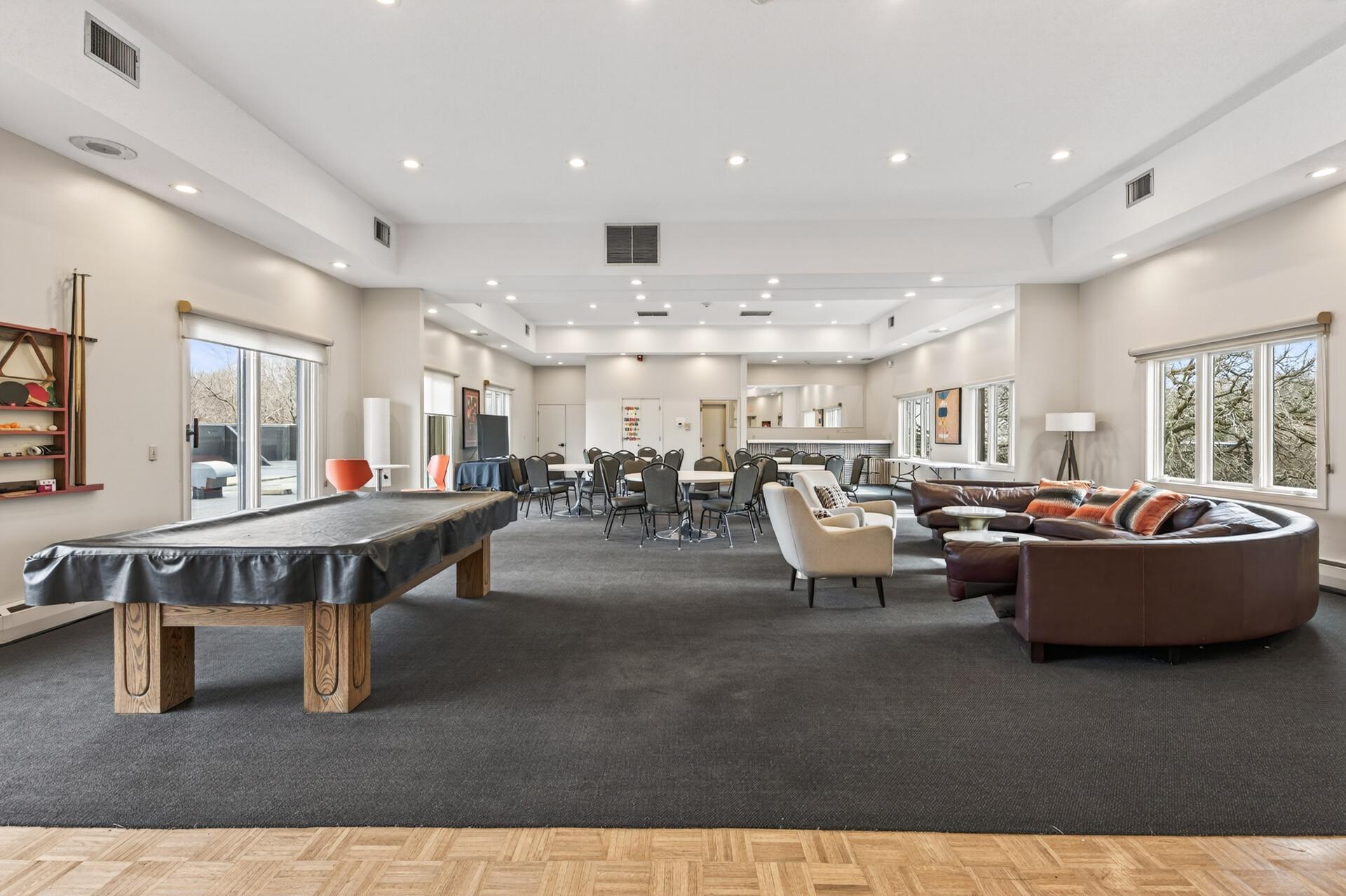 Another view of the party room. It has a full kitchen not seen