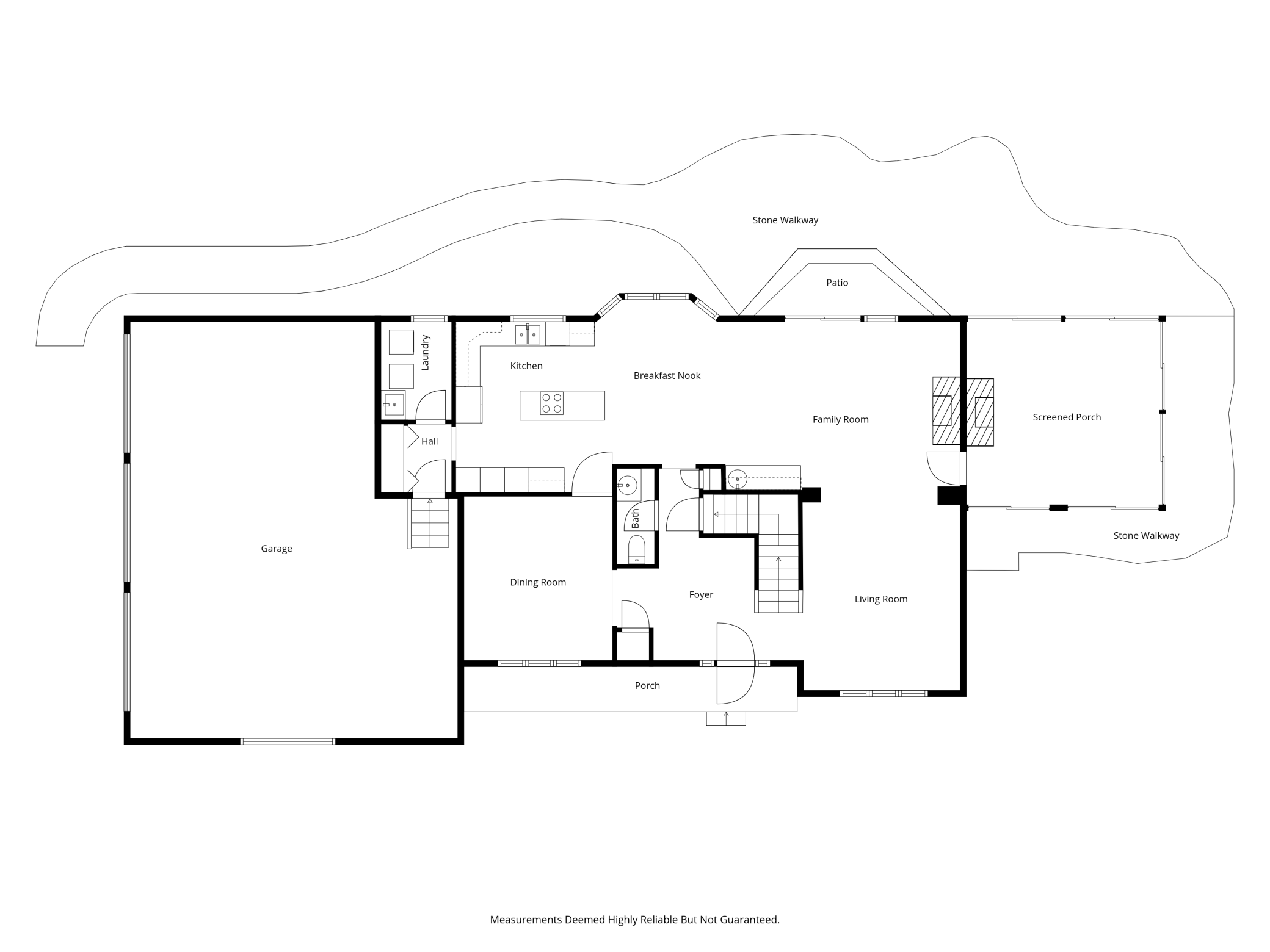 Main level floor plan showing patio