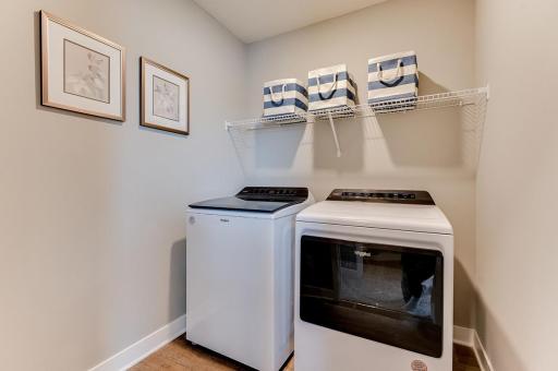 Laundry is located on upper level perfectly spotted for convivence and utilizing the space beautifuly