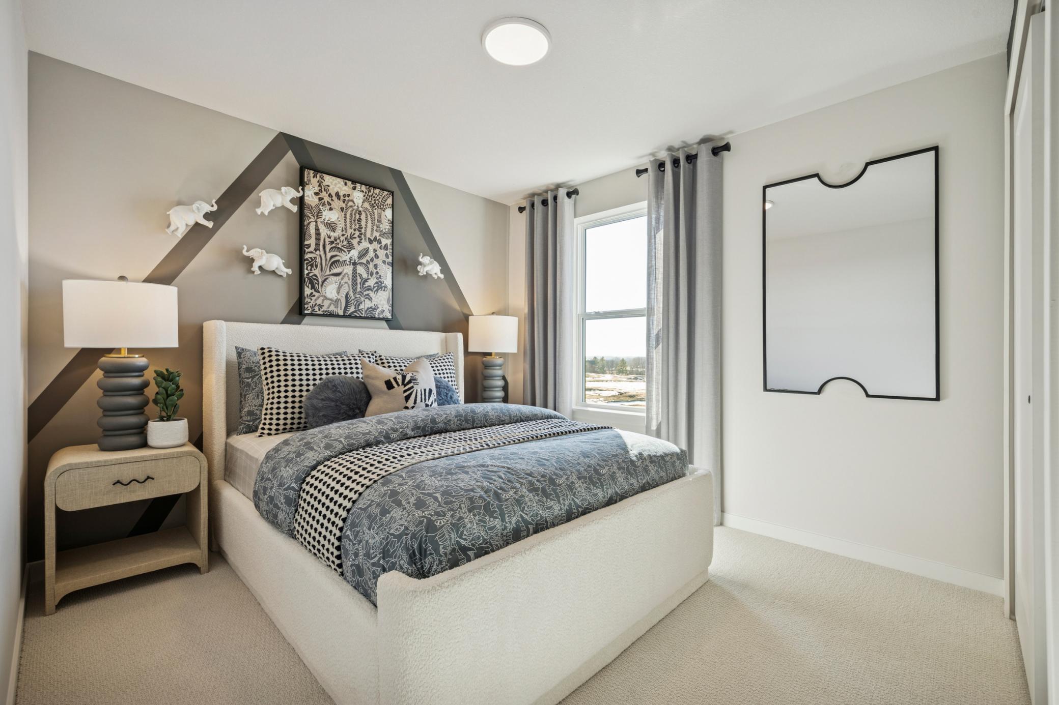 A secondary bedroom, as shown in our Northfield model.